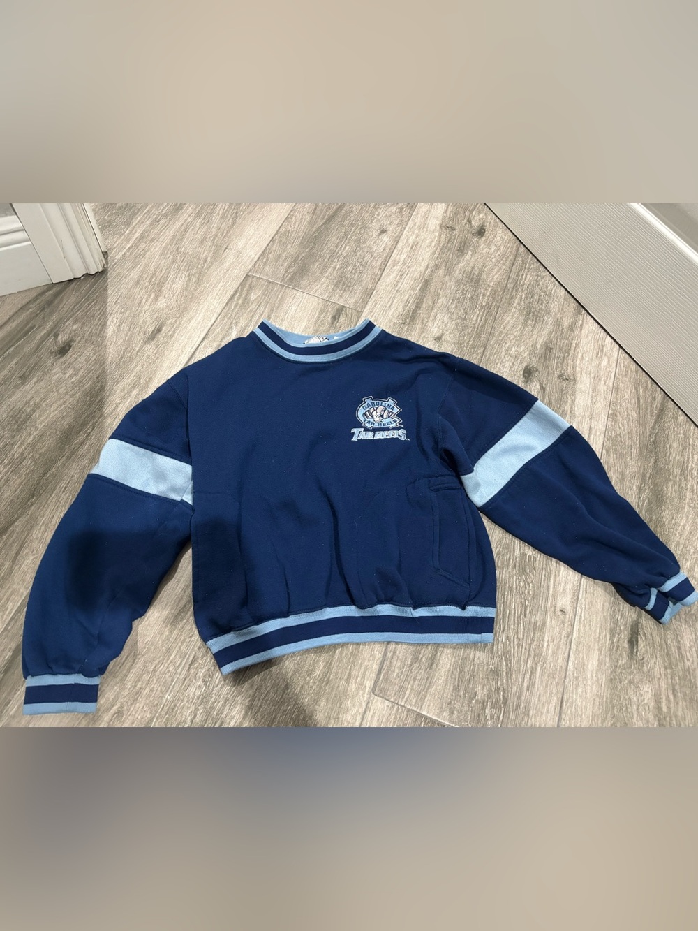Striped Navy and Light Blue Crewneck Sweater